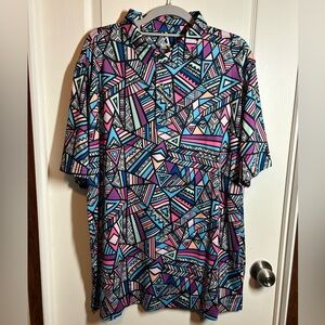 Deolax Geometric Patterned Men's Shirt - Size XXL EUC